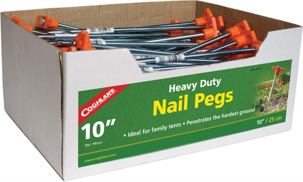 Coghlans 10" Heavy Duty Nail Stake Tent Pegs